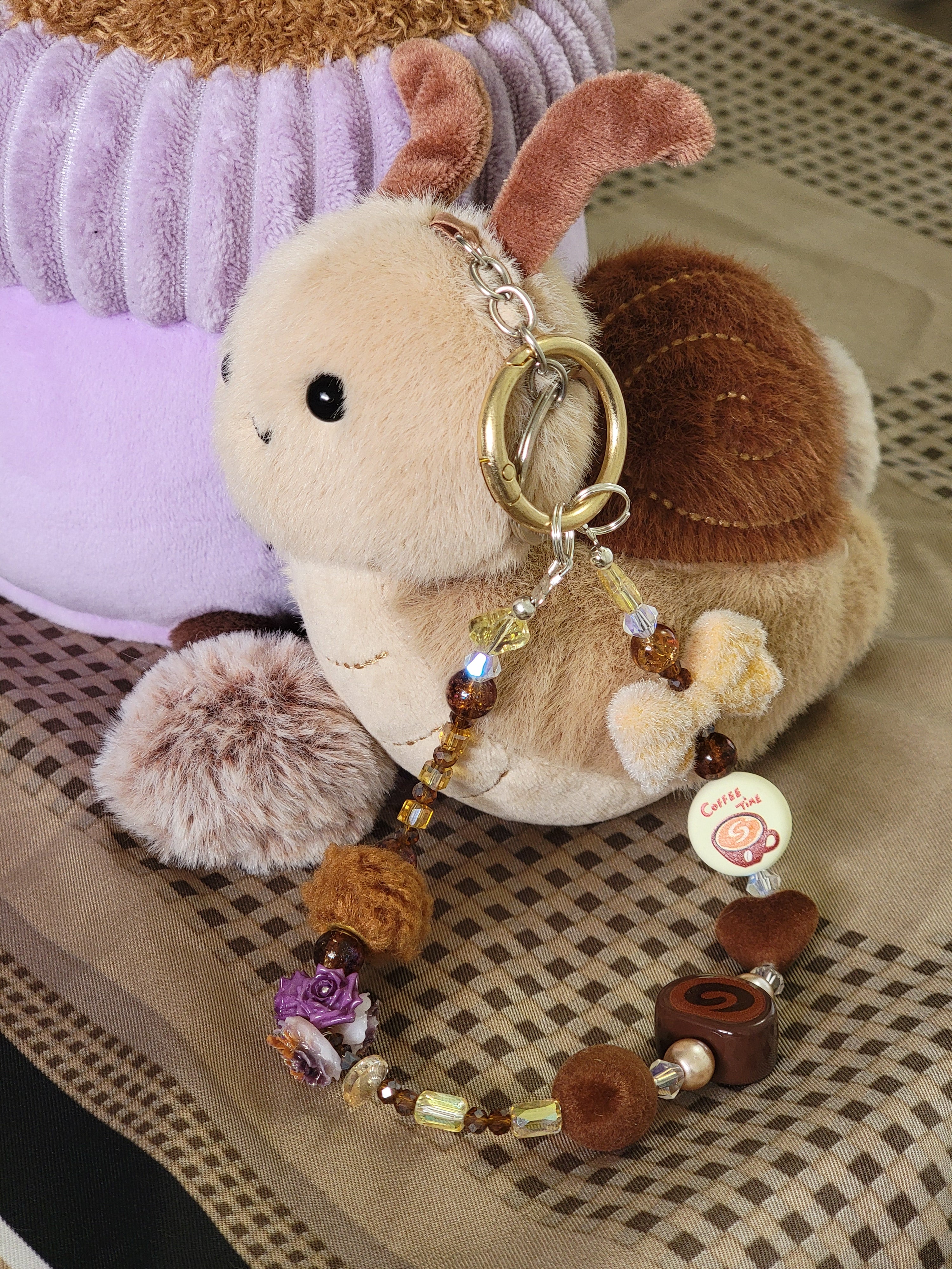 Brown Snail Plushie Keychain