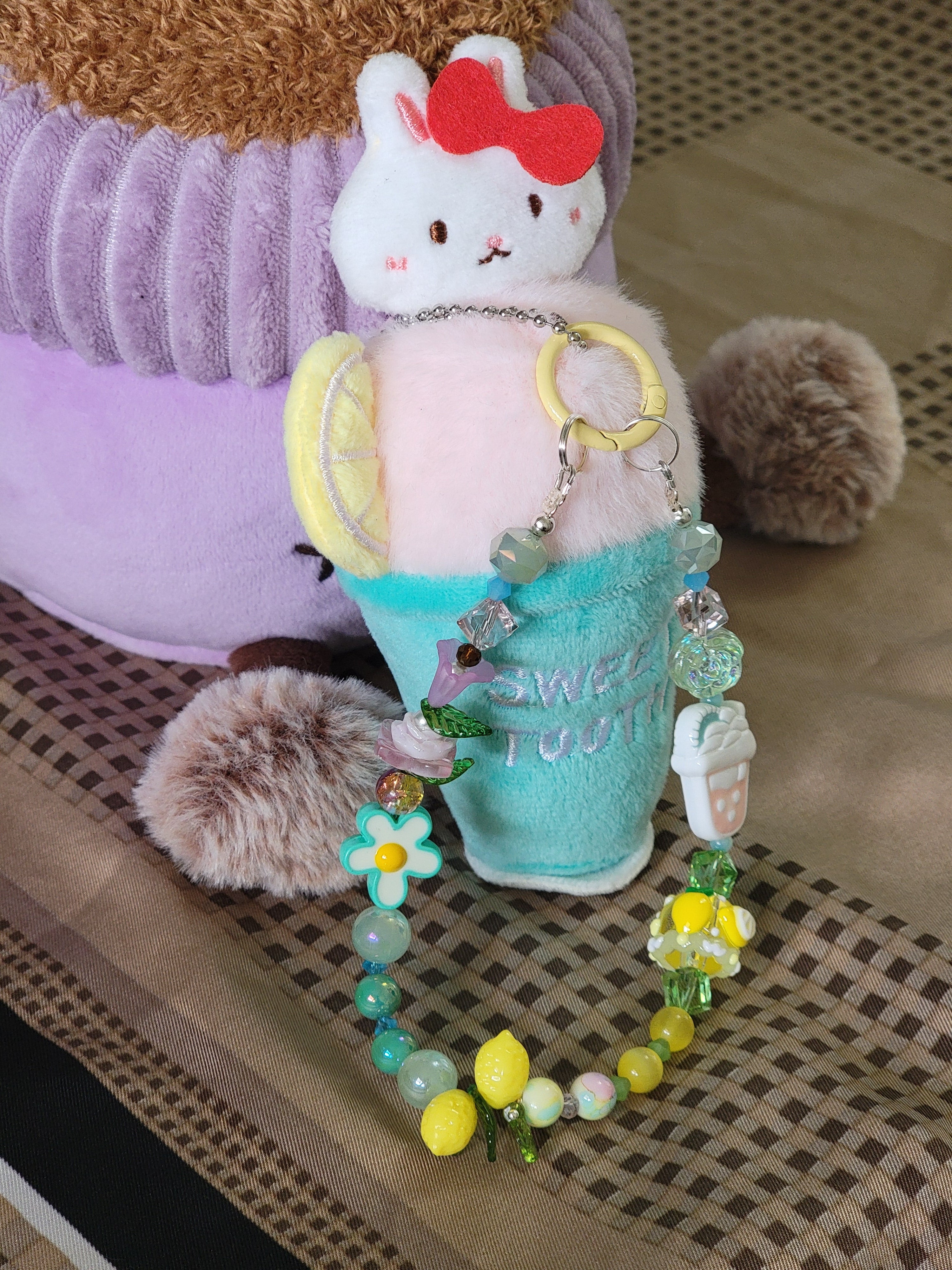 Ice Cream Bunny Plushie Keychain