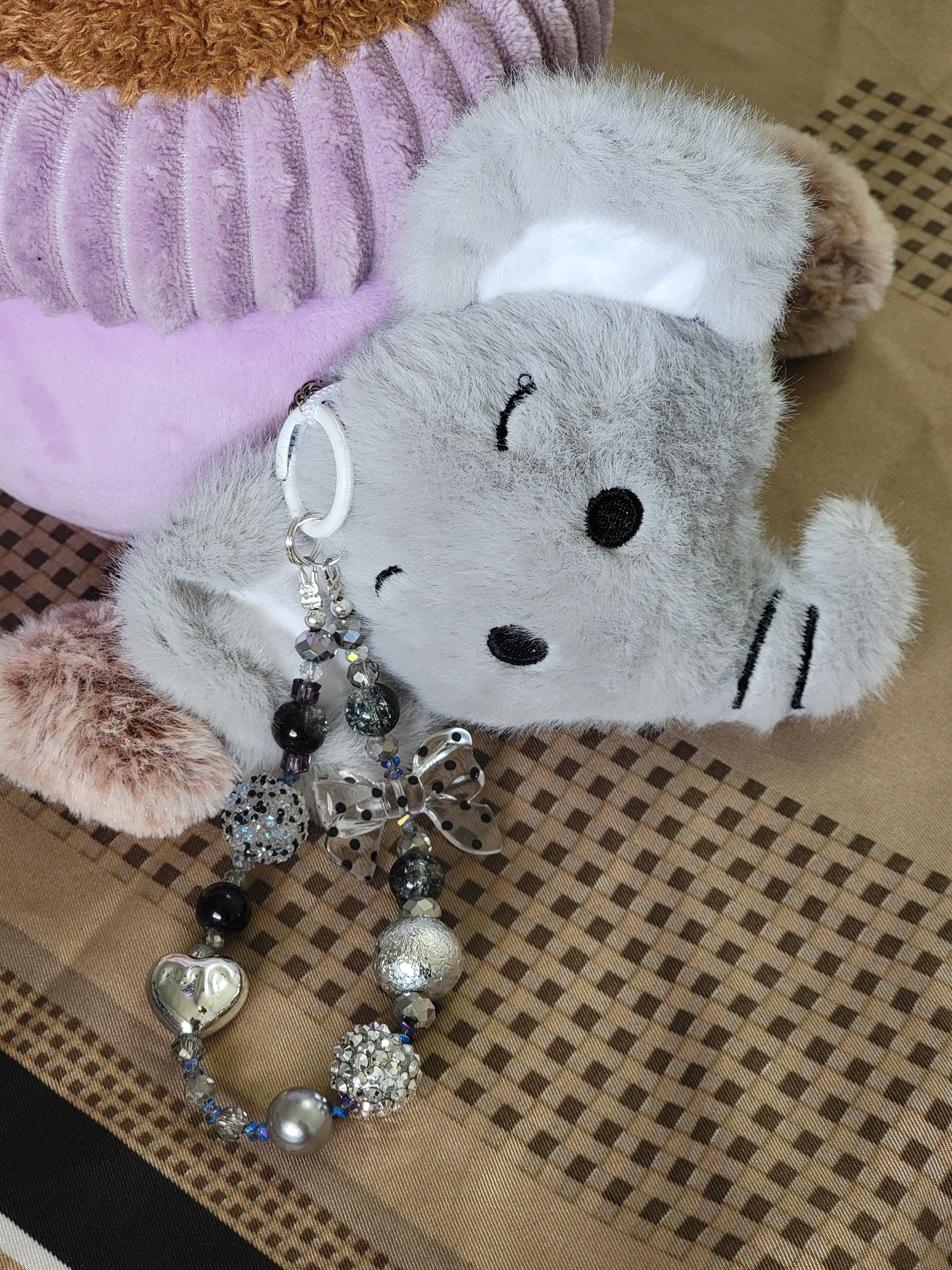 Grey Elephant Plushie Keychain