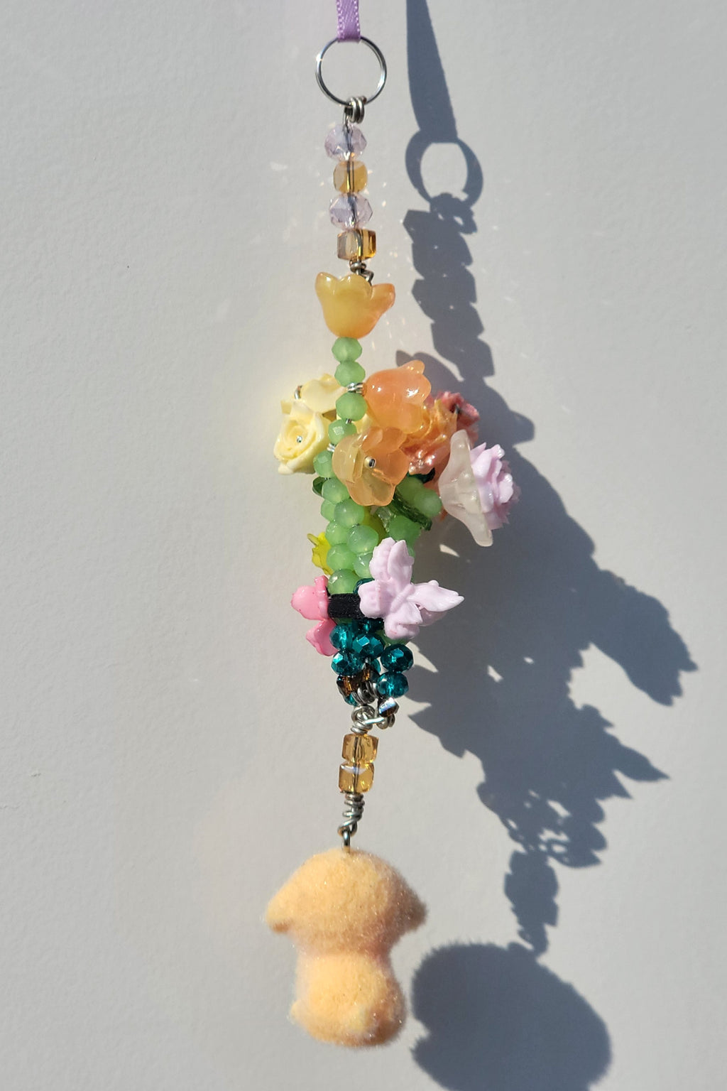 Yellow & Orange Flower Bouquet Keychain with Cute Dog Charm